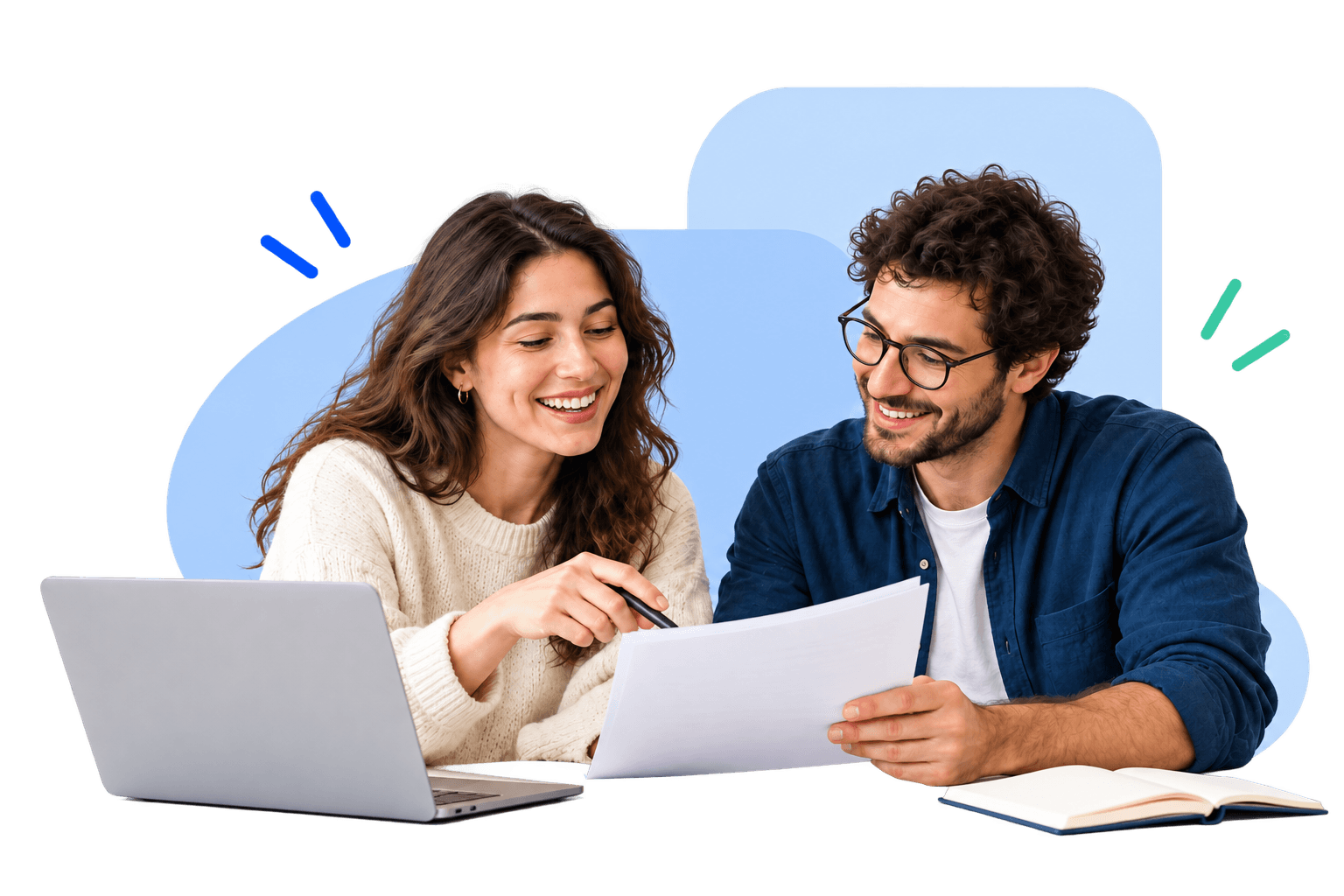 Collaborators reviewing a translation together